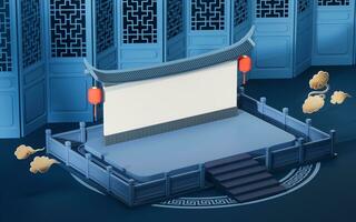 Empty stage with Chinese background, 3d rendering. photo