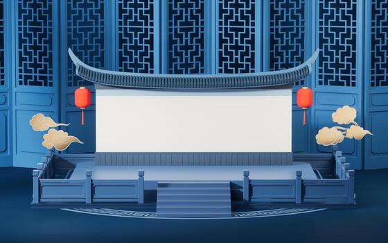 Empty stage with Chinese background, 3d rendering. photo