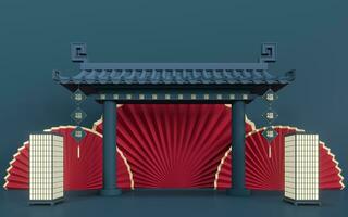 Empty marketing stage, Chinese style, 3d rendering. photo