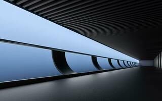 oscuro túnel, futurista concepto, 3d representación. foto