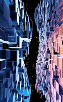 Cubic cyberpunk space, conceptual geometry background, 3d rendering. photo