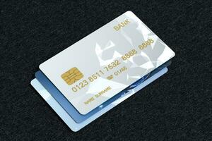 Pile of bank card with black background, 3d rendering. photo