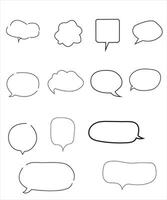 Vector Set of speech bubbles. Dialog box icon, message template. Doodle clouds for text, lettering. Different shape of empty balloons for talk on blue background. Flat vector illustration.