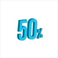 Sky blue  50 Percent 3d illustration sign on white background have work path. Special Offer Percent Discount Tag. Advertising signs. Product design. Product sales. vector