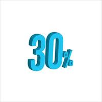 Sky blue  30 Percent 3d illustration sign on white background have work path. Special Offer Percent Discount Tag. Advertising signs. Product design. Product sales. vector