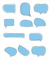 Vector Set of speech bubbles. Dialog box icon, message template. Blue clouds for text, lettering. Different shape of empty balloons for talk on isolated background. Flat vector illustration