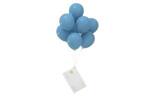 Balloons and bank card with white background, 3d rendering. photo