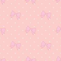 Cute seamless bow pattern with white dots as a background in a pastel pink theme. vector