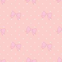 Cute seamless bow pattern with white dots as a background in a pastel pink theme. vector