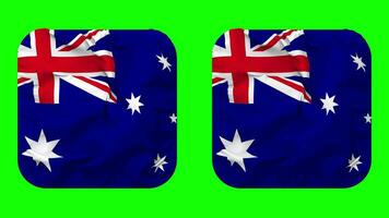 Australia Flag in Squire Shape Isolated with Plain and Bump Texture, 3D Rendering, Green Screen, Alpha Matte video