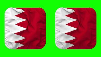 Bahrain Flag in Squire Shape Isolated with Plain and Bump Texture, 3D Rendering, Green Screen, Alpha Matte video