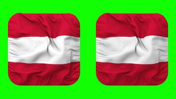 Österreich Flagge im Knappe gestalten isoliert mit einfach und stoßen Textur, 3d Wiedergabe, Grün Bildschirm, Alpha matt video