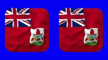 Bermuda Flag in Squire Shape Isolated with Plain and Bump Texture, 3D Rendering, Green Screen, Alpha Matte video