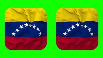 Bolivarian Republic of Venezuela Flag in Squire Shape Isolated with Plain and Bump Texture, 3D Rendering, Green Screen, Alpha Matte video