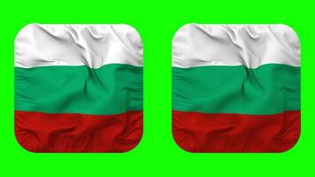 Bulgaria Flag in Squire Shape Isolated with Plain and Bump Texture, 3D Rendering, Green Screen, Alpha Matte video