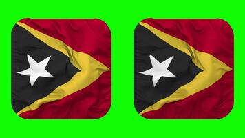 East Timor Flag in Squire Shape Isolated with Plain and Bump Texture, 3D Rendering, Green Screen, Alpha Matte video