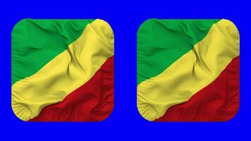 Congo Flag in Squire Shape Isolated with Plain and Bump Texture, 3D Rendering, Green Screen, Alpha Matte video