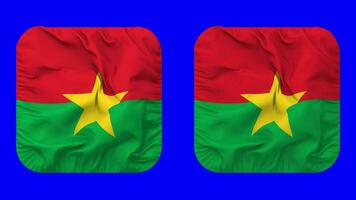 Burkina Faso Flag in Squire Shape Isolated with Plain and Bump Texture, 3D Rendering, Green Screen, Alpha Matte video