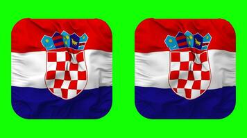 Kroatië vlag in schildknaap vorm geïsoleerd met duidelijk en buil textuur, 3d weergave, groen scherm, alpha matte video