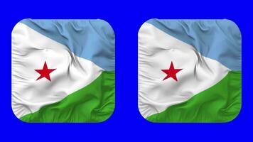 Djibouti Flag in Squire Shape Isolated with Plain and Bump Texture, 3D Rendering, Green Screen, Alpha Matte video