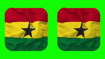 Ghana drapeau dans écuyer forme isolé avec plaine et bosse texture, 3d le rendu, vert filtrer, alpha mat video