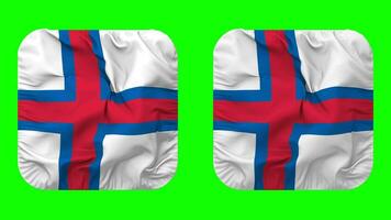 faroe öar flagga i väpnare form isolerat med enkel och stöta textur, 3d tolkning, grön skärm, alfa matt video