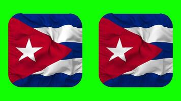 Cuba bandeira dentro escudeiro forma isolado com avião e colisão textura, 3d Renderização, verde tela, alfa fosco video