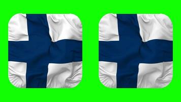 finland flagga i väpnare form isolerat med enkel och stöta textur, 3d tolkning, grön skärm, alfa matt video