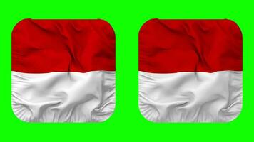 Indonesia Flag in Squire Shape Isolated with Plain and Bump Texture, 3D Rendering, Green Screen, Alpha Matte video