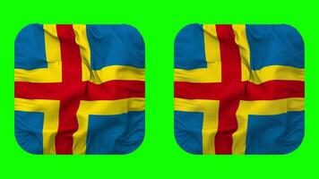 ett land öar flagga i väpnare form isolerat med enkel och stöta textur, 3d tolkning, grön skärm, alfa matt video