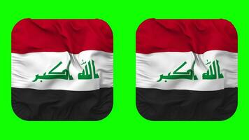 Iraq Flag in Squire Shape Isolated with Plain and Bump Texture, 3D Rendering, Green Screen, Alpha Matte video