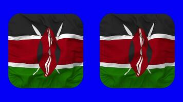 Kenya Flag in Squire Shape Isolated with Plain and Bump Texture, 3D Rendering, Green Screen, Alpha Matte video