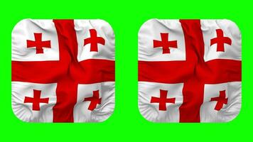 georgien flagga i väpnare form isolerat med enkel och stöta textur, 3d tolkning, grön skärm, alfa matt video