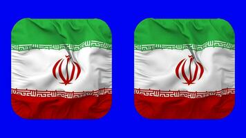 Iran Flag in Squire Shape Isolated with Plain and Bump Texture, 3D Rendering, Green Screen, Alpha Matte video