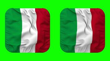 Italy Flag in Squire Shape Isolated with Plain and Bump Texture, 3D Rendering, Green Screen, Alpha Matte video