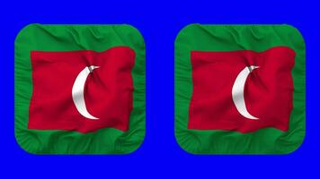 Maldives Flag in Squire Shape Isolated with Plain and Bump Texture, 3D Rendering, Green Screen, Alpha Matte video