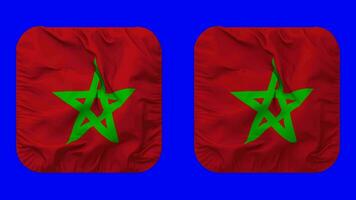 marocko flagga i väpnare form isolerat med enkel och stöta textur, 3d tolkning, grön skärm, alfa matt video