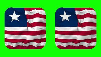 Liberia flagga i väpnare form isolerat med enkel och stöta textur, 3d tolkning, grön skärm, alfa matt video