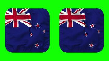 New Zealand Flag in Squire Shape Isolated with Plain and Bump Texture, 3D Rendering, Green Screen, Alpha Matte video