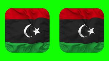 Libya Flag in Squire Shape Isolated with Plain and Bump Texture, 3D Rendering, Green Screen, Alpha Matte video