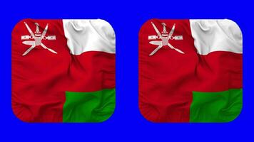 Oman Flag in Squire Shape Isolated with Plain and Bump Texture, 3D Rendering, Green Screen, Alpha Matte video