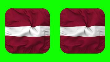 lettland flagga i väpnare form isolerat med enkel och stöta textur, 3d tolkning, grön skärm, alfa matt video