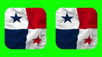 Panama drapeau dans écuyer forme isolé avec plaine et bosse texture, 3d le rendu, vert filtrer, alpha mat video