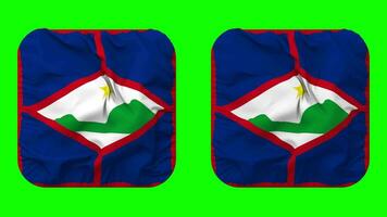 sint eustatius flagga i väpnare form isolerat med enkel och stöta textur, 3d tolkning, grön skärm, alfa matt video