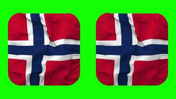 Norway Flag in Squire Shape Isolated with Plain and Bump Texture, 3D Rendering, Green Screen, Alpha Matte video