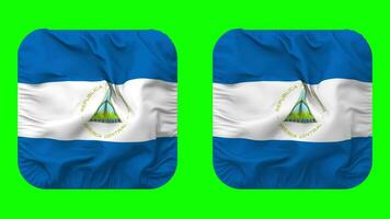 Nicaragua Flag in Squire Shape Isolated with Plain and Bump Texture, 3D Rendering, Green Screen, Alpha Matte video