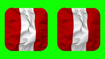 peru flagga i väpnare form isolerat med enkel och stöta textur, 3d tolkning, grön skärm, alfa matt video
