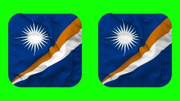 Marshall Islands Flag in Squire Shape Isolated with Plain and Bump Texture, 3D Rendering, Green Screen, Alpha Matte video