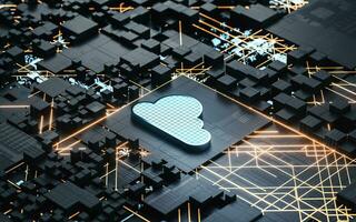 Circuit and cloud computing, subject of science and technology, 3d rendering. photo