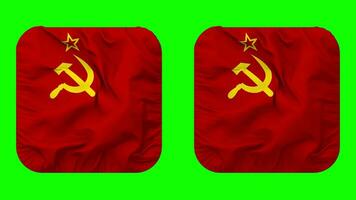 sovjet union flagga i väpnare form isolerat med enkel och stöta textur, 3d tolkning, grön skärm, alfa matt video